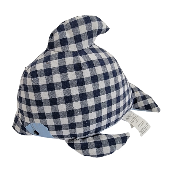 Morgan Dolphin Porpoise Whale Weighted Door Stop Blue Plaid or Shelf Sitter - Picture 1 of 7